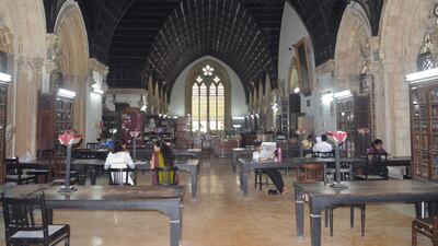 The ceiling of the Reading Hall of the Mumbai University Library before restoration