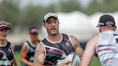 Middle East Touch players in training at Zayed Cricket Stadium as the team prepare for the Touch World Cup in April.