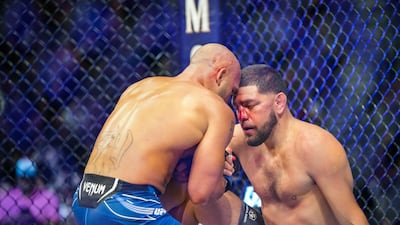 Robbie Lawler beat Nick Diaz by TKO at UFC 266 on September 25, 2021, at T-Mobile Arena in Las Vegas, NV. Getty Images