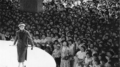 This image of a fashion show in Tokyo 1956 is part of Metamorphosis of Japan after the War. Courtesy Shigeichi Nagano / Open Eye Gallery