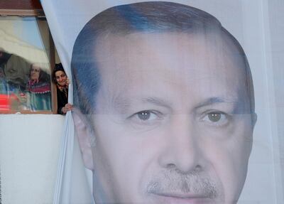 An image of President Erdogan before his arrival at a ceremony in Istanbul, Turkey. Reuters