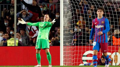 Barcelona's Marc-Andre ter Stegen reacts after conceding their first goal. Reuters