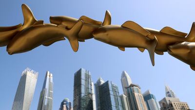 One of many art installations on Marina Walk in Dubai, on May 8, 2021. Chris Whiteoak / The National