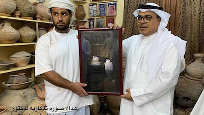 Salem Ahmed Al Shumaili, left, who died in Ras Al Khaimah, relished his Emirati roots and had mastered traditional pottery-making. Photo: Saif Rashid Al Shumaili