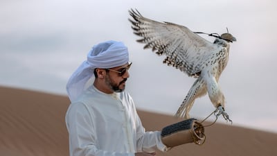Ammar bin Humaid Al Marri with one of his prized birds