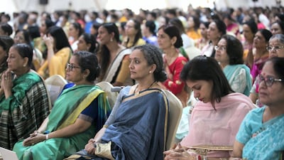 The shilanyas vidhi of the first traditional Hindu temple in the UAE is performed in the holy presence of His Holiness Mahant Swami Maharaj, the spiritual leader of BAPS Swaminarayan Sanstha.