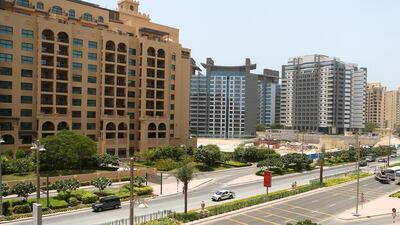 Palm Jumeirah high to luxury-end apartments: 1BR - Dh135,000 average rental rate, down 10% year-on-year. 2BR - Dh198,000 average rental rate, down 4.8% year-on-year. 3BR - Dh255,000 average rental rate, up 4.9% year-on-year. Pawan Singh / The National