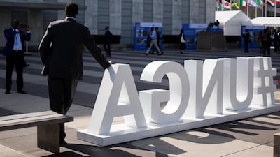Visitors and delegates gather at the UN headquarters during the General Assembly of the United Nations in Manhattan, New York. Reuters