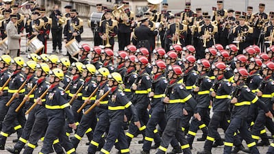 Members of the French Civil Defence at the parade.