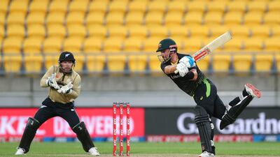 Australia's Aaron Finch hits out against New Zealand. Getty
