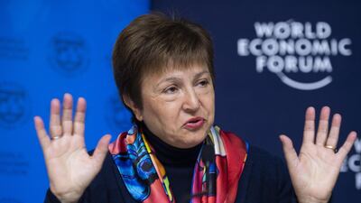 Kristalina Georgieva, IMF managing director, during a press conference regarding the World Economic Outlook Update, prior to the 50th annual meeting of the World Economic Forum (WEF) in Davos. EPA