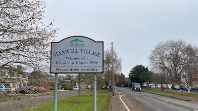 The Stanwell village sign. Paul Carey/The National