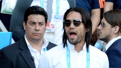 Colombia striker Radamel Falcao shown prior to the World Cup 2014 Group C match between Colombia and Greece on Saturday in Belo Horizonte, Brazil. Peter Powell / EPA