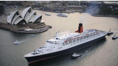 In this photo released by Cunard shows ocean liner the Queen Elizabeth 2 as it sails from Sydney Harbour in 2008.