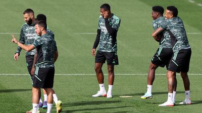 Real Madrid players during training. AFP
