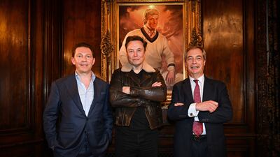 Reform UK leader Nigel Farage and party treasurer Nick Candy met Elon Musk at Mar-a-Lago, the Florida home of US president-elect Donald Trump. Reform UK / PA