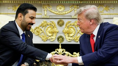 US President Donald Trump and Iraqi Prime Minister Ali Al Zaidi in the Oval Office this week. Reuters