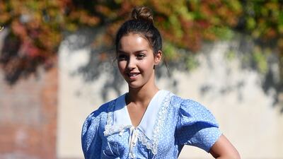 Algerian-French actress Lyna Khoudri arrives at Lido Beach for the 77th annual Venice International Film Festival on September 8, 2020. EPA