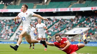 England's Adam Radwan scores their third try. Reuters