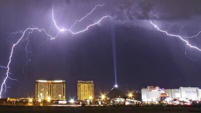 A monsoon lightning storm strikes over Las Vegas. Claims have risen most in Texas, Georgia and Florida., Gene Blevins/Reuters