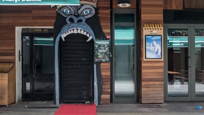 The closed entrance to a disco is seen in Kadikoy in Istanbul, Turkey. Getty Images