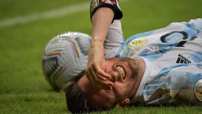 Messi on the pitch during the match against Uruguay. AFP