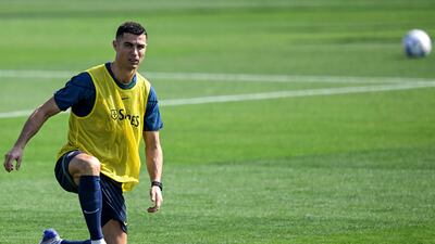 Portugal forward Cristiano Ronaldo stretches. Getty Images