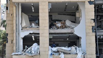 A view of the damaged building of the Lebanese fashion designer Zuhair Murad. EPA