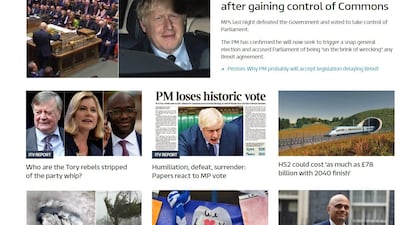ITV news homepage