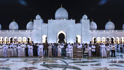 Worshippers gather to perform tahajjud prayers at Sheikh Zayed Grand Mosque in Abu Dhabi. All photos: Victor Besa / The National