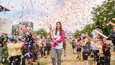 Aimee Willmott Booker carries the baton into Middlesbrough. Getty Images