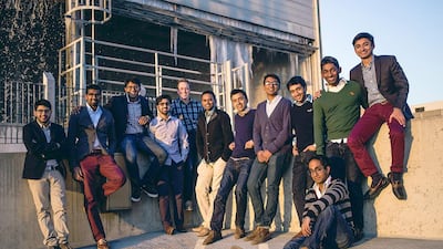 Hariharan Ravi, third from right, with the current members of the Indian-American a cappella group Penn Masala, at the University of Pennsylvania. Courtesy Penn Masala