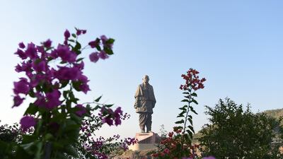 The "Statue Of Unity", the world's tallest statue dedicated to Indian independence leader Sardar Vallabhbhai Patel. Sam Panthaky / AFP