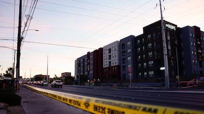 Las Vegas police surround the University of Nevada Las Vegas after a shooting on Wednesday. AP