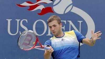 Daniel Evans beat Japan's Kei Nishikori 6-4, 6-4, 6-2 in their opening-round match at the US Open - the Briton's debut at Flushing Meadows. Peter Foley / EPA