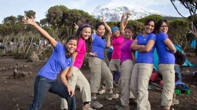 (From left) Asha Kumari Singh, Shailee Basnet, Maya Gurung, Pema Diki Sherpa, Nim Doma Sherpa, Pujan Acharya and Chunu Shrestha. Photo courtesy WFP / Jen Kunz