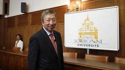 International Olympic Committee (IOC) member and First Vice President Ser Miang Ng attends a news conference yesterday in Paris to announce his bid for the IOC presidency. Benoit Tessier / Reuters