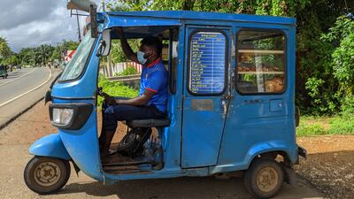 A choon paan tuk-tuk in Jaffna with a menu in Tamil. Photo: Meenakshi J