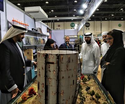 Noura Al Kaabi, Minister of State for FNC Affairs with Fadel Al Mheiri at the Catsaway stand at last year's AD Book fair.