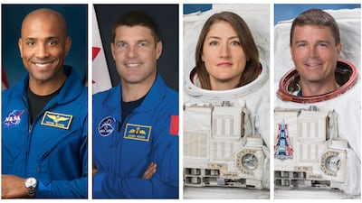 From left, astronauts Victor Glover, Jeremy Hansen, Christina Koch and Reid Wiseman. Photo: Nasa