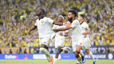 Al Nassr attacker Sadio Mane celebrates after scoring in the 33rd minute. Getty Images