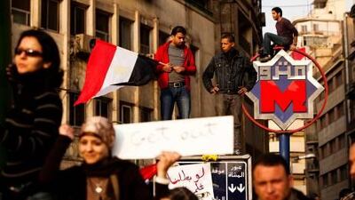 Egyptians participate in the 'Million Man March' in Tahrir Square.