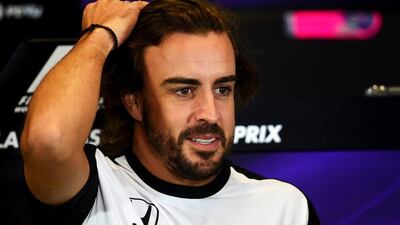 Fernando Alonso of McLaren shown at a press conference in Sochi on Thursday ahead of the Russian Grand Prix. Lars Baron / Getty Images / October 8, 2015