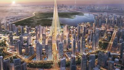 The new tower designed by Spanish-Swiss architect Santiago Calatrava Valls will not be a traditional skyscraper but more of a cable-supported spire containing observation decks, gardens and possibly other tourist facilities. Courtesy Emaar