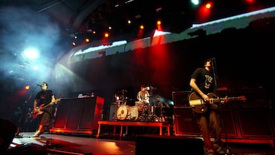 Blink-182 at the 2003 KROQ Almost Acoustic Christmas Night Two at the Universal Amphitheatre in Universal City, California. Jeff Kravitz / FilmMagic