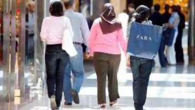 Shoppers heading into Marina Mall during the Eid holiday, which brought reports of record sales in Abu Dhabi and Dubai.