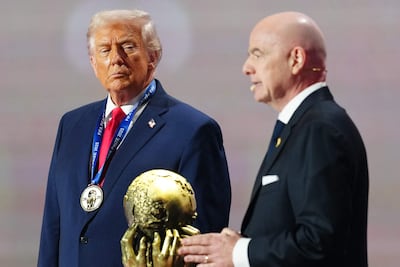US President Donald Trump, left, and Fifa chief Gianni Infantino. AFP