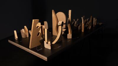 Vikram Divecha's 'The relationship between wood and sunlight' (detail), made from scrap wood pieces from Columbia University's wood shop. April Morais / Courtesy the artitst and Gallery Isabelle van den Eynde