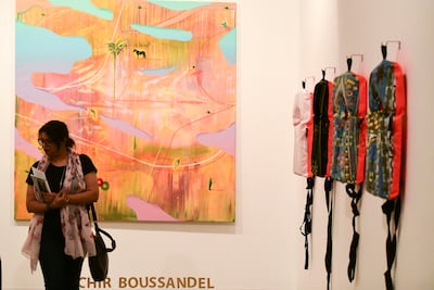 Works by Moroccan artist, El Medhi Largo, at La La Lande Gallery. Khushnum Bhandari / The National