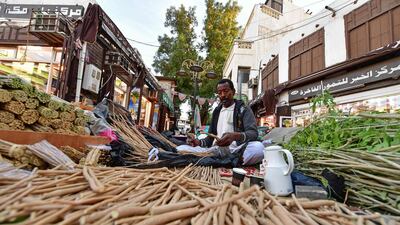 A street vendor is seen in the fruit market in Al-Balad, a historical area in Saudi's Jeddah. AFP